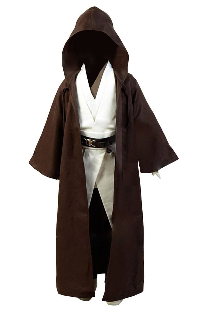 Cosplaysky Kids Cosplay Outfit Costume Cloak Robe Tunic Hooded Uniform Black and Brown Halloween - Image 5